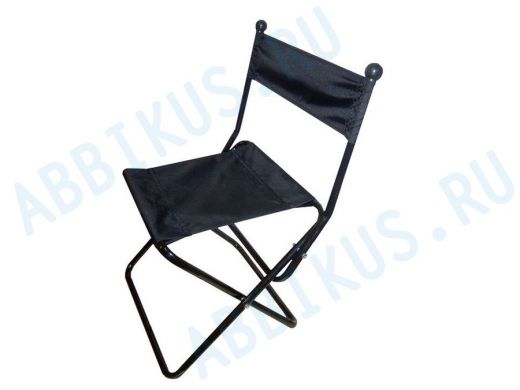 Раскладной стульчик походный со спинкой "RS-8187" чёрные ножки, чёрная ткань "ПОХОД-6"